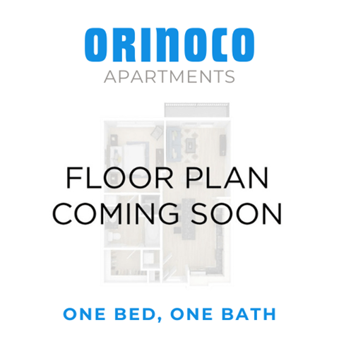 Floor plan for 1 bed, 1 bath, 600 sqft